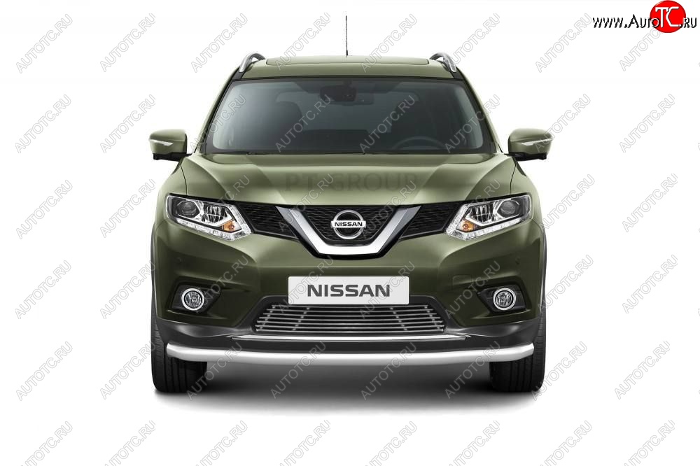 7 699 р. Накладка на решетку переднего бампера Petroil Tuning  Nissan X-trail  3 T32 (2013-2018) дорестайлинг (Без парктроника)  с доставкой в г. Пермь