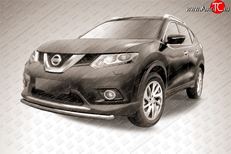 9 999 р. Защита переднего бампера из короткой трубы диаметром 57 мм Slitkoff  Nissan X-trail  3 T32 (2013-2018) дорестайлинг (Цвет: нержавеющая полированная сталь)  с доставкой в г. Пермь