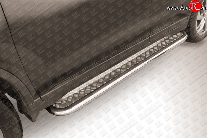15 349 р. Широкая защита порогов Slitkoff  Nissan X-trail  3 T32 (2013-2018) дорестайлинг (Цвет: нержавеющая полированная сталь)  с доставкой в г. Пермь