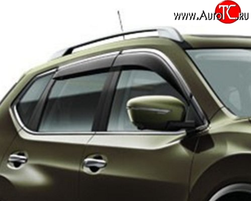2 499 р. Комплект дефлекторов окон SkyLine (хром молдинг) Nissan X-trail 3 T32 рестайлинг (2017-2022)  с доставкой в г. Пермь