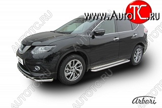 14 579 р. Защита штатных порогов с листом Arbori (нержавейка, алюминий, d57) Nissan X-trail 3 T32 рестайлинг (2017-2022)  с доставкой в г. Пермь