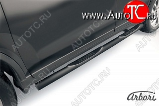7 703 р. Защита штатных порогов Arbori (с проступью, черная, d76 mm). Nissan X-trail 3 T32 рестайлинг (2017-2022)  с доставкой в г. Пермь