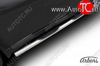 14 579 р. Защита штатных порогов Arbori (с проступью, нержавейка, d76 mm). Nissan X-trail 3 T32 рестайлинг (2017-2022)  с доставкой в г. Пермь