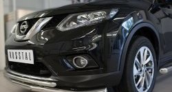 16 599 р. Защита переднего бампера (2 трубыØ63 и 42 мм, нержавейка) SLITKOFF  Nissan X-trail  3 T32 (2013-2018) дорестайлинг  с доставкой в г. Пермь. Увеличить фотографию 2