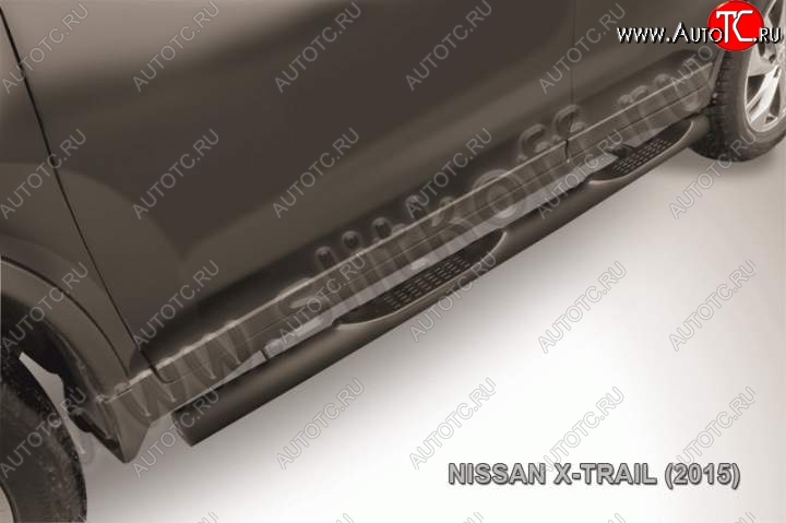 12 399 р. Защита порогов Slitkoff Nissan X-trail 3 T32 рестайлинг (2017-2022) (Цвет: серебристый)  с доставкой в г. Пермь