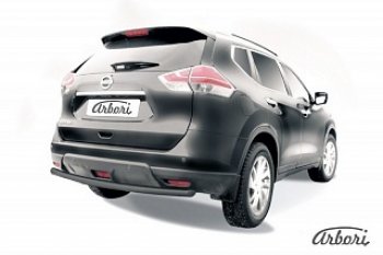 Защита заднего бампера Arbori (уголки, черная, 1 труба d57 mm). Nissan X-trail  3 T32 (2017-2022) рестайлинг