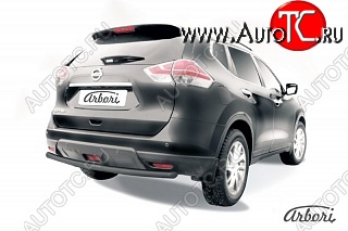5 399 р. Защита заднего бампера Arbori (уголки, черная, 1 труба d57 mm).  Nissan X-trail  3 T32 (2017-2022) рестайлинг  с доставкой в г. Пермь