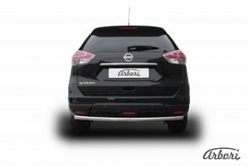 Защита заднего бампера Arbori (нержавейка, 1 труба d57 mm). Nissan X-trail  3 T32 (2017-2022) рестайлинг