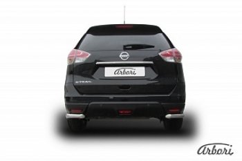 Защита заднего бампера Arbori (уголки, нержавейка, 1 труба d57 mm). Nissan X-trail  3 T32 (2017-2022) рестайлинг