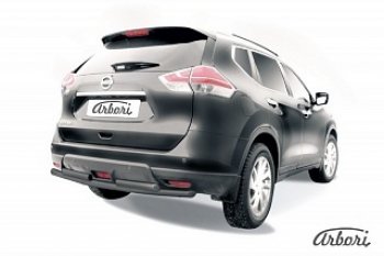 Защита заднего бампера Arbori (черная, 2 трубы d57 и 57 mm). Nissan X-trail  3 T32 (2017-2022) рестайлинг