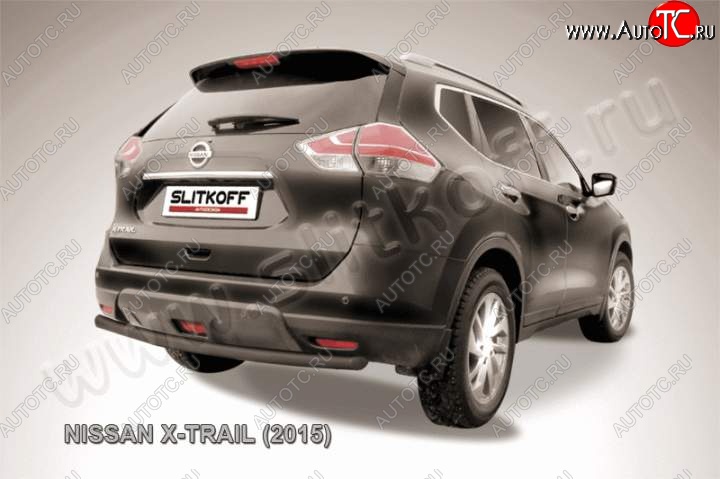 7 599 р. Защита задняя Slitkoff  Nissan X-trail  3 T32 (2017-2022) рестайлинг (Цвет: серебристый)  с доставкой в г. Пермь