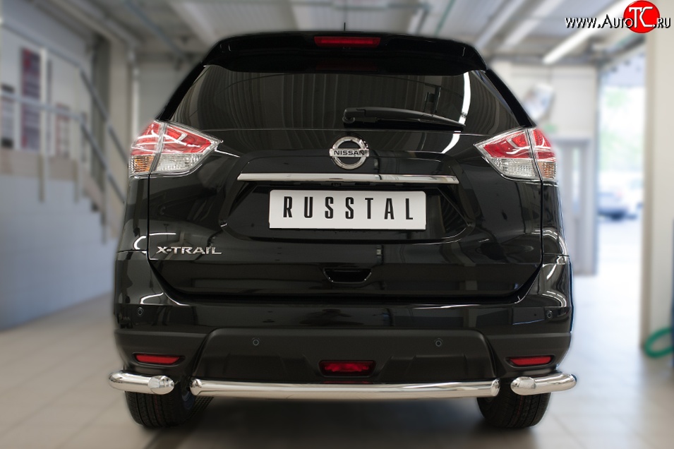 14 549 р. Одинарная защита заднего бампера из трёх труб диаметром 63 мм SLITKOFF  Nissan X-trail  3 T32 (2017-2022) рестайлинг  с доставкой в г. Пермь