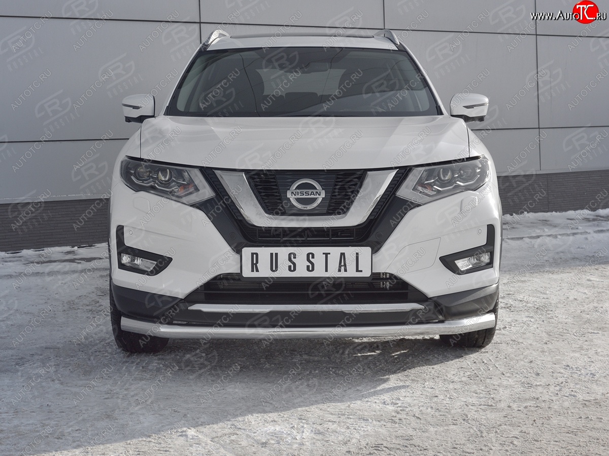 14 349 р. Защита переднего бампера (Ø63 мм, нержавейка) SLITKOFF  Nissan X-trail  3 T32 (2013-2018) дорестайлинг  с доставкой в г. Пермь