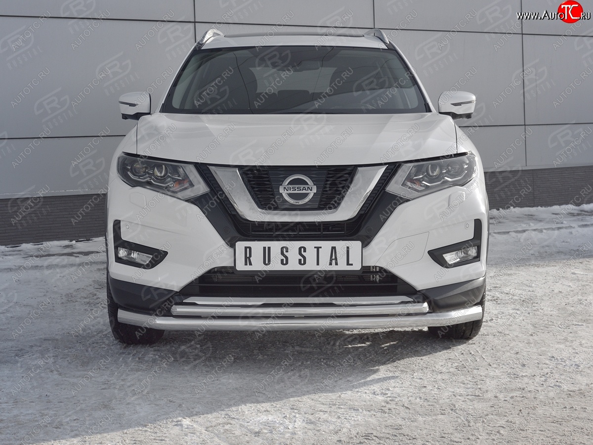 17 949 р. Защита переднего бампера (Ø63 и 42 мм)  Nissan X-trail  3 T32 (2013-2018) дорестайлинг  с доставкой в г. Пермь