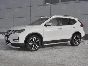 22 599 р. Защита переднего бампера (Ø63 мм с клыками, нержавейка) SLITKOFF  Nissan X-trail  3 T32 (2013-2018) дорестайлинг  с доставкой в г. Пермь. Увеличить фотографию 2