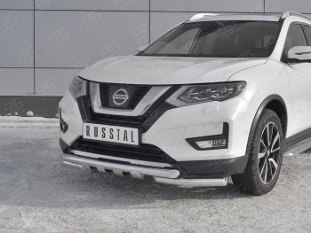 22 599 р. Защита переднего бампера (Ø63 мм с клыками, нержавейка) SLITKOFF  Nissan X-trail  3 T32 (2013-2018) дорестайлинг  с доставкой в г. Пермь. Увеличить фотографию 4
