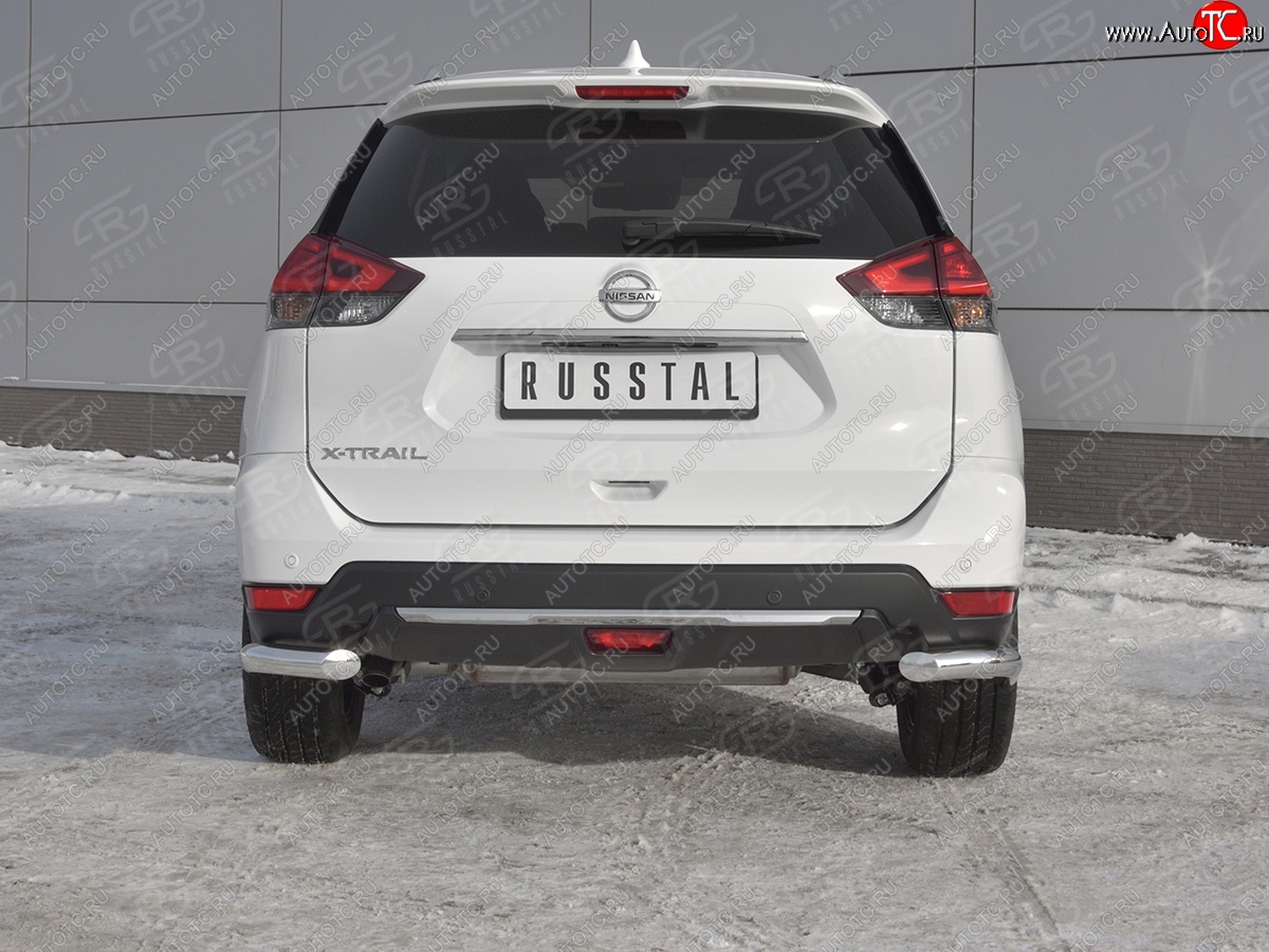 15 249 р. Защита заднего бампера (Ø63 мм уголки, нержавейка) SLITKOFF  Nissan X-trail  3 T32 (2017-2022) рестайлинг  с доставкой в г. Пермь