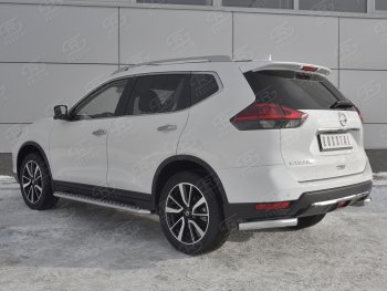 15 249 р. Защита заднего бампера (Ø63 мм уголки, нержавейка) SLITKOFF  Nissan X-trail  3 T32 (2017-2022) рестайлинг  с доставкой в г. Пермь. Увеличить фотографию 2