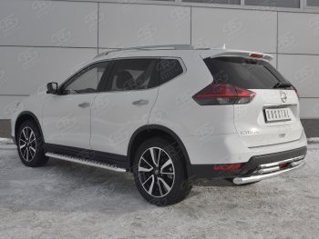 16 599 р. Защита заднего бампера (Ø63 и 42 мм , нержавейка) RUSSTAL  Nissan X-trail  3 T32 (2017-2022) рестайлинг  с доставкой в г. Пермь. Увеличить фотографию 2