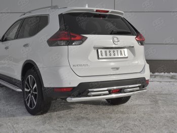 16 599 р. Защита заднего бампера (Ø63 и 42 мм , нержавейка) RUSSTAL  Nissan X-trail  3 T32 (2017-2022) рестайлинг  с доставкой в г. Пермь. Увеличить фотографию 4