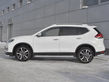 35 549 р. Пороги с алюминиевым листом SLITKOFF (Ø42 мм)  Nissan X-trail  3 T32 (2017-2022) рестайлинг (Лист алюминиевый, труба - нержавейка)  с доставкой в г. Пермь. Увеличить фотографию 2
