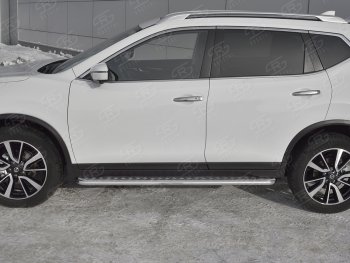 35 549 р. Пороги с алюминиевым листом SLITKOFF (Ø42 мм)  Nissan X-trail  3 T32 (2017-2022) рестайлинг (Лист алюминиевый, труба - нержавейка)  с доставкой в г. Пермь. Увеличить фотографию 3
