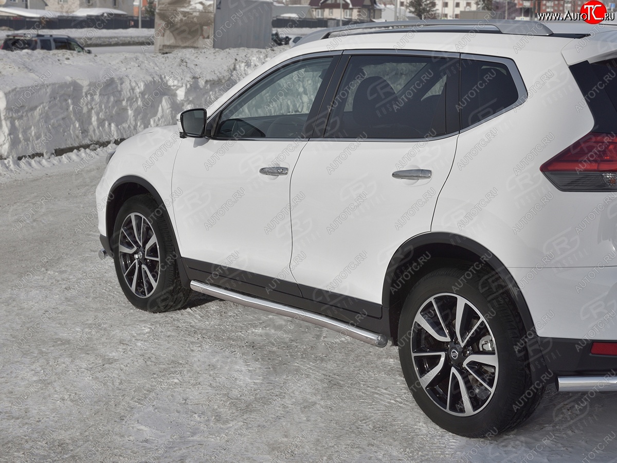 19 999 р. Защита порогов (Ø63 мм, нержавейка) SLITKOFF  Nissan X-trail  3 T32 (2017-2022) рестайлинг (Вариант 3)  с доставкой в г. Пермь