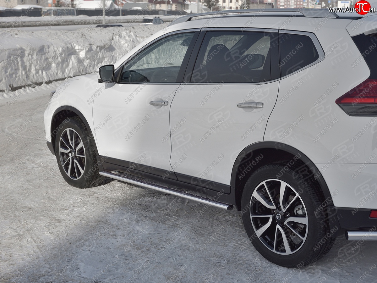 16 649 р. Защита порогов (Ø75x42 мм с проступью) Russtal Nissan X-trail 3 T32 рестайлинг (2017-2022)  с доставкой в г. Пермь