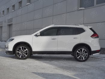 16 649 р. Защита порогов (Ø75x42 мм с проступью) Russtal Nissan X-trail 3 T32 рестайлинг (2017-2022)  с доставкой в г. Пермь. Увеличить фотографию 2