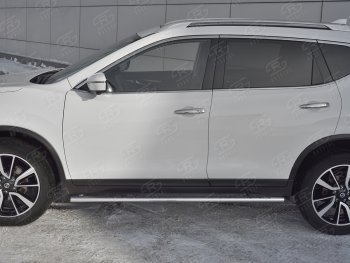 16 649 р. Защита порогов (Ø75x42 мм с проступью) Russtal Nissan X-trail 3 T32 рестайлинг (2017-2022)  с доставкой в г. Пермь. Увеличить фотографию 3