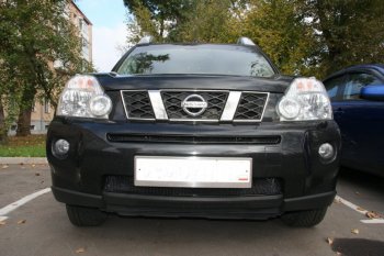 2 799 р. Защитная сетка решетки переднего бампера Arbori Nissan X-trail 2 T31 дорестайлинг (2007-2011) (Чёрная, 15 мм)  с доставкой в г. Пермь. Увеличить фотографию 2