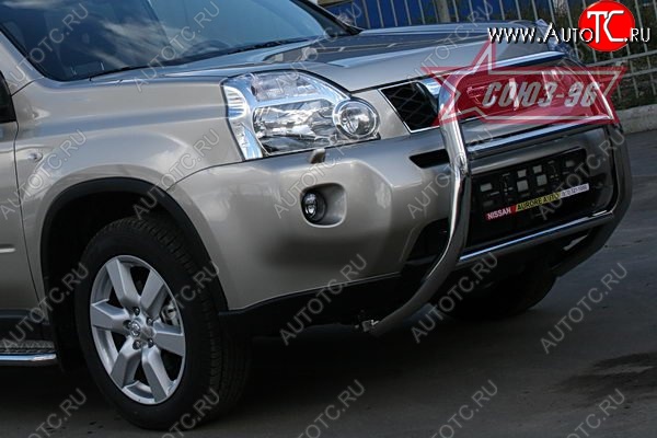 11 429 р. Защита переднего бампера Souz-96 (d60) Nissan X-trail 2 T31 дорестайлинг (2007-2011)  с доставкой в г. Пермь