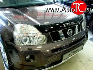 3 299 р. Дефлектор капота SIM (Logo) Nissan X-trail 2 T31 рестайлинг (2010-2015)  с доставкой в г. Пермь