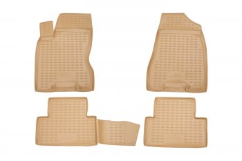 Комплект 3D ковриков салона Element (полиуретан) Nissan X-trail  2 T31 (2007-2015) дорестайлинг, рестайлинг (Бежевые)