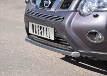 14 599 р. Защита переднего бампера (Ø63 мм короткая, нержавейка) SLITKOFF Nissan X-trail 2 T31 рестайлинг (2010-2015)  с доставкой в г. Пермь. Увеличить фотографию 2