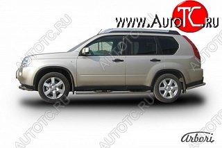14 579 р. Защита штатных порогов Arbori (с проступью, нержавейка, d76 mm).  Nissan X-trail  2 T31 (2007-2011) дорестайлинг  с доставкой в г. Пермь