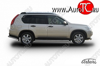 12 509 р. Защита штатных порогов Arbori (нержавейка, d76 mm). Nissan X-trail 2 T31 дорестайлинг (2007-2011)  с доставкой в г. Пермь