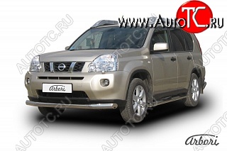 13 319 р. Защита переднего бампера Arbori (нержавейка, 1 труба d76 mm). Nissan X-trail 2 T31 дорестайлинг (2007-2011)  с доставкой в г. Пермь