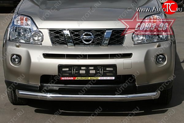 1 052 р. Защита переднего бампера одинарная Souz-96 (d76) Nissan X-trail 2 T31 дорестайлинг (2007-2011)  с доставкой в г. Пермь