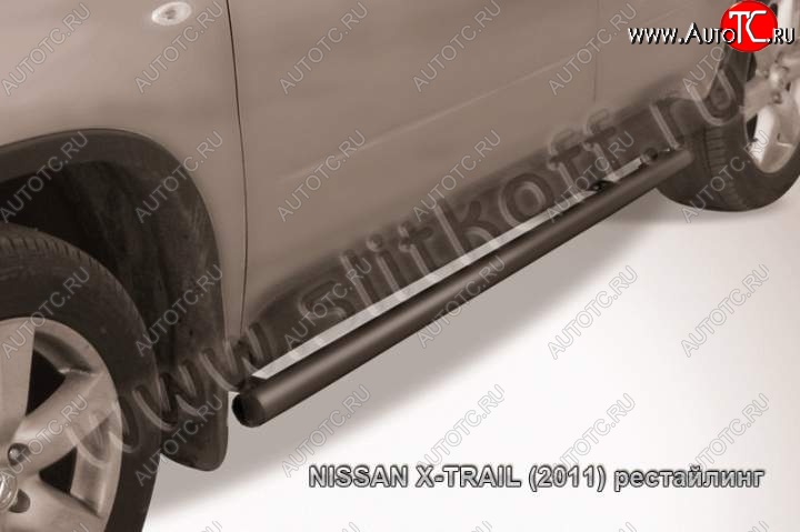 9 899 р. Защита порогов Slitkoff  Nissan X-trail  2 T31 (2007-2011) дорестайлинг (Цвет: серебристый)  с доставкой в г. Пермь
