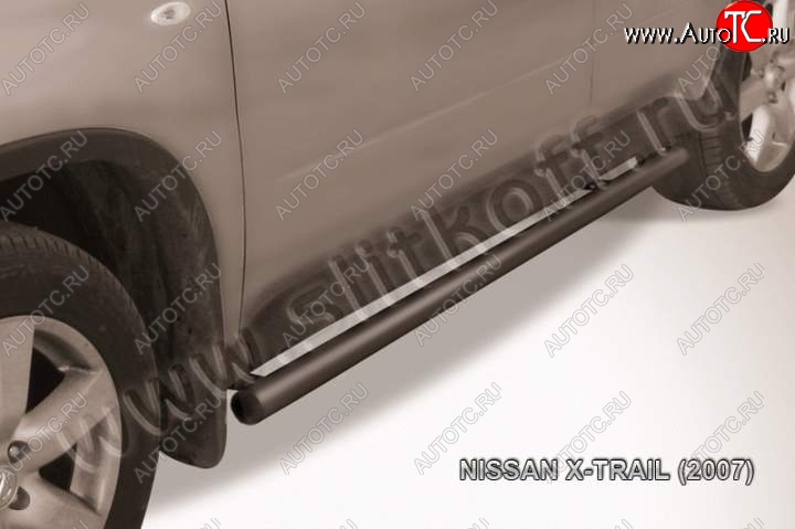 9 899 р. Защита порогов Slitkoff  Nissan X-trail  2 T31 (2007-2011) дорестайлинг (Цвет: серебристый)  с доставкой в г. Пермь