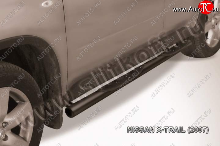 12 399 р. Защита порогов Slitkoff Nissan X-trail 2 T31 дорестайлинг (2007-2011) (Цвет: серебристый)  с доставкой в г. Пермь