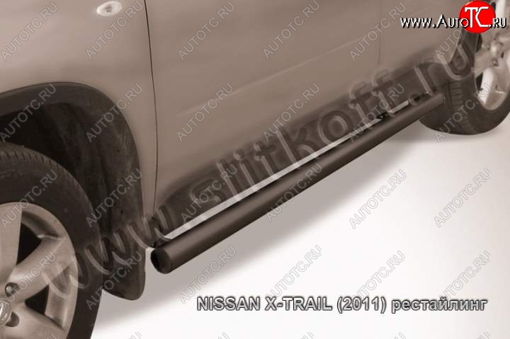 10 599 р. Защита порогов Slitkoff  Nissan X-trail  2 T31 (2007-2011) дорестайлинг (Цвет: серебристый)  с доставкой в г. Пермь