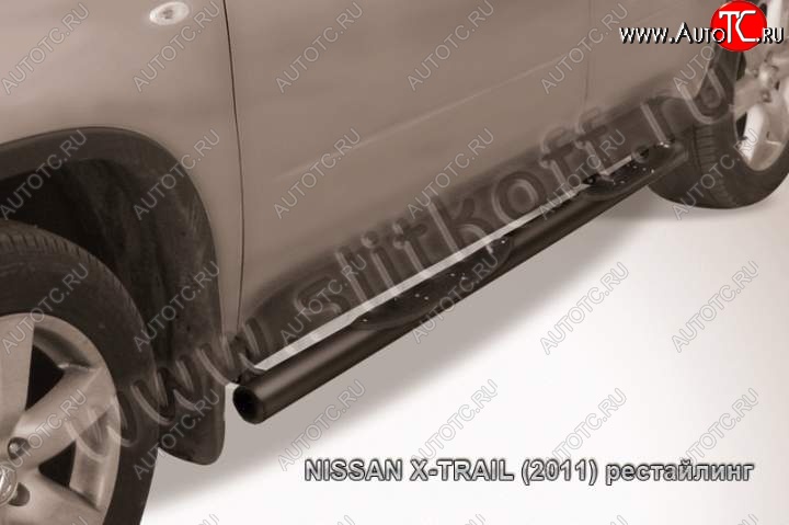 12 399 р. Защита порогов Slitkoff  Nissan X-trail  2 T31 (2007-2011) дорестайлинг (Цвет: серебристый)  с доставкой в г. Пермь