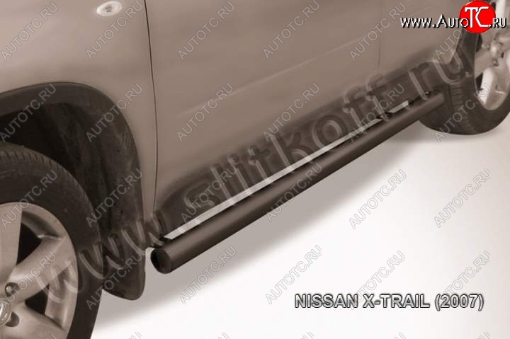 10 599 р. Защита порогов Slitkoff  Nissan X-trail  2 T31 (2007-2011) дорестайлинг (Цвет: серебристый)  с доставкой в г. Пермь