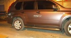 Защита порогов d63 мм Металл Дизайн Nissan X-trail  2 T31 (2007-2011) дорестайлинг (полированная нержавейка)