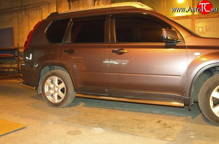 11 299 р. Защита порогов d63 мм Металл Дизайн  Nissan X-trail  2 T31 (2007-2011) дорестайлинг (полированная нержавейка)  с доставкой в г. Пермь
