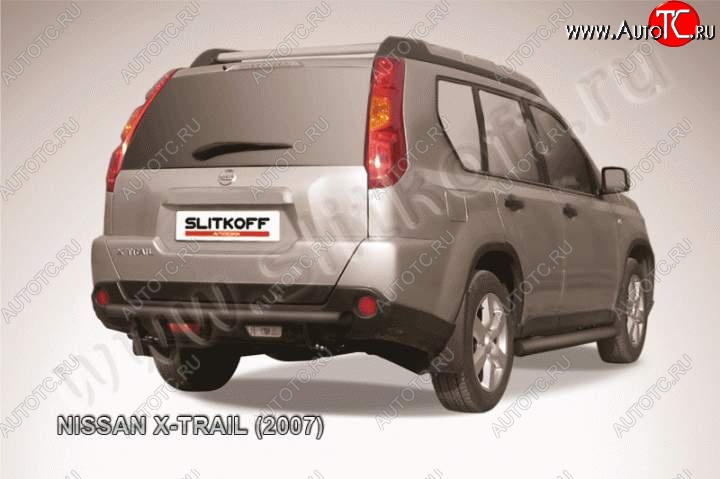 6 399 р. Защита заднего бампера из трубы d57 Slitkoff  Nissan X-trail  2 T31 (2007-2011) дорестайлинг (Цвет: серебристый)  с доставкой в г. Пермь