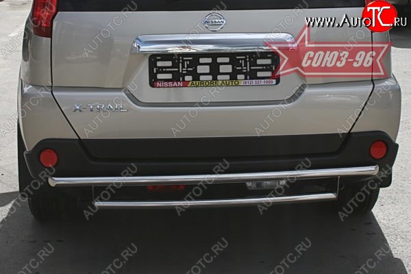15 119 р. Защита заднего бампера двойная Souz-96 (d42-42) Nissan X-trail 2 T31 дорестайлинг (2007-2011)  с доставкой в г. Пермь