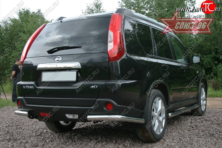 11 969 р. Защита заднего бампера из боковых уголков Souz-96 (d76) Nissan X-trail 2 T31 рестайлинг (2010-2015)  с доставкой в г. Пермь